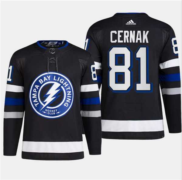 Mens Tampa Bay Lightning #81 Erik Cernak Black 2024 Stadium Series Stitched Jersey Dzhi->->NHL Jersey